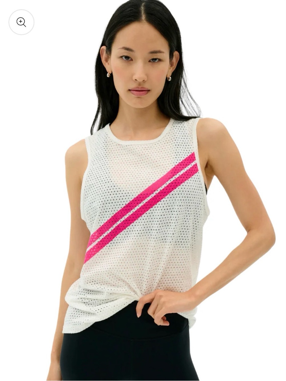 NWT SPLITS59 Bandit White Mesh Tank Pink Stripes Size Small
